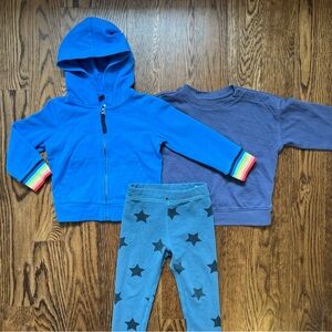 Primary 18-24 mo Rainbow Hoodie Blue Sweatshirt Star Leggings Bundle